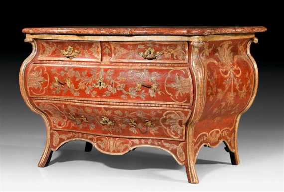 Appraisal: LACQUER COMMODE Louis XV probably Berlin Potsdam circa Exceptionally finely