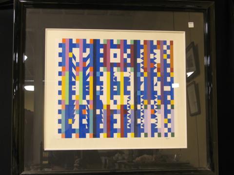 Appraisal: YAACOV AGAM ISRAEL HOLE CONVERGING IN BLEU SPACE Serigraph x