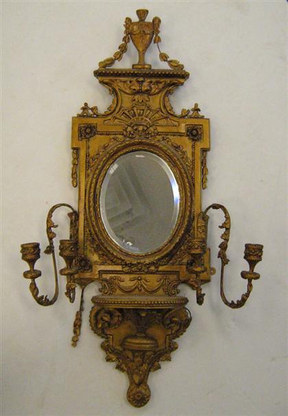 Appraisal: Neoclassical style giltwood mirror with four candelabra arms and beveled