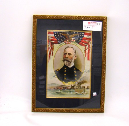 Appraisal: Matted and framed color litho of Rear Admiral Sampson USN