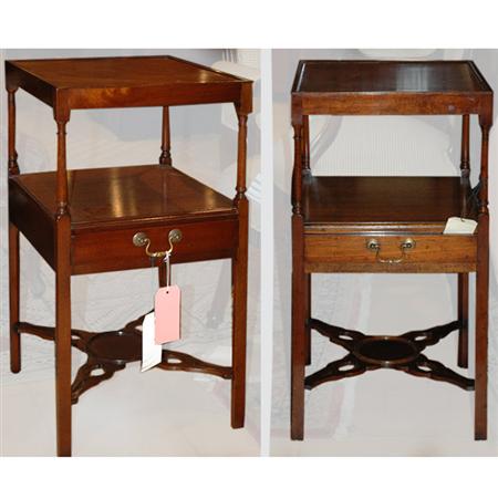 Appraisal: Pair of Georgian Style Mahogany Two-Tier Side Tables Estimate -