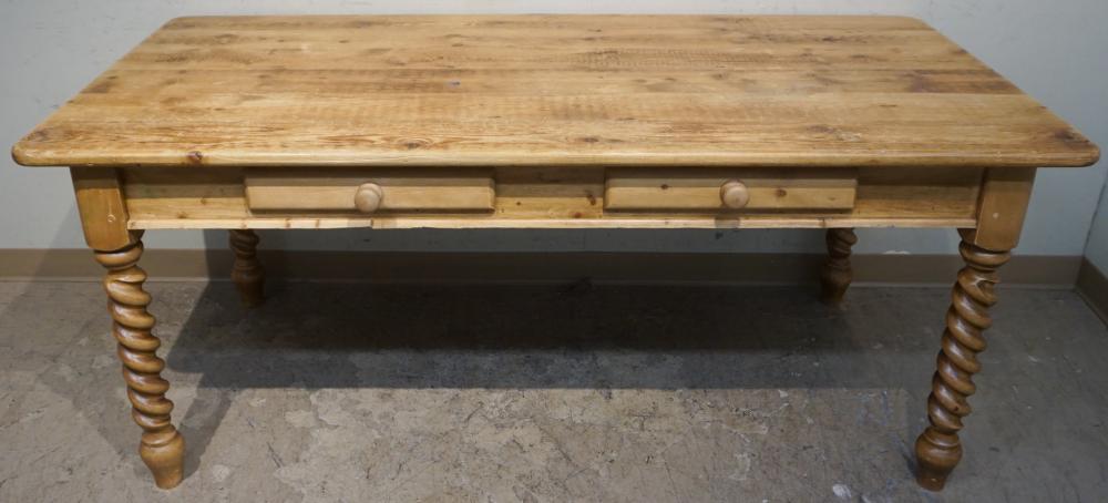 Appraisal: EARLY AMERICAN STYLE TURNED PINE HARVEST TABLE X X IN