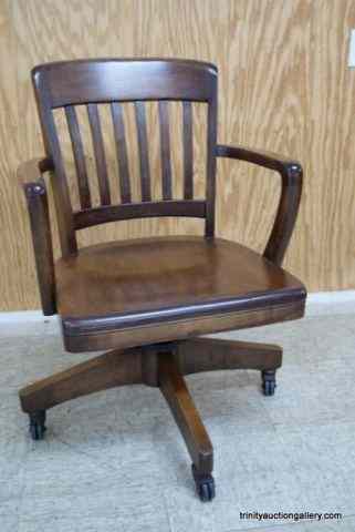 Appraisal: Vintage Solid Walnut Office Desk ChairNo label or tag found