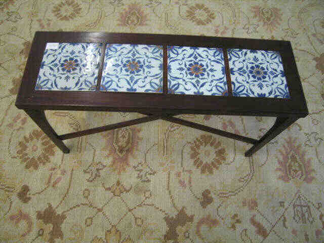 Appraisal: Wooden Bench with Delft Tile Inserts