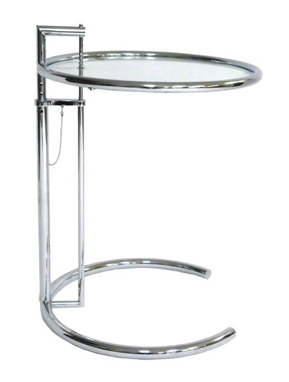 Appraisal: Eileen Gray adjustable glass and chrome stand th C condition