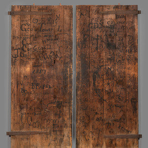 Appraisal: Two Painted Wood Barn Doors th Century each with various