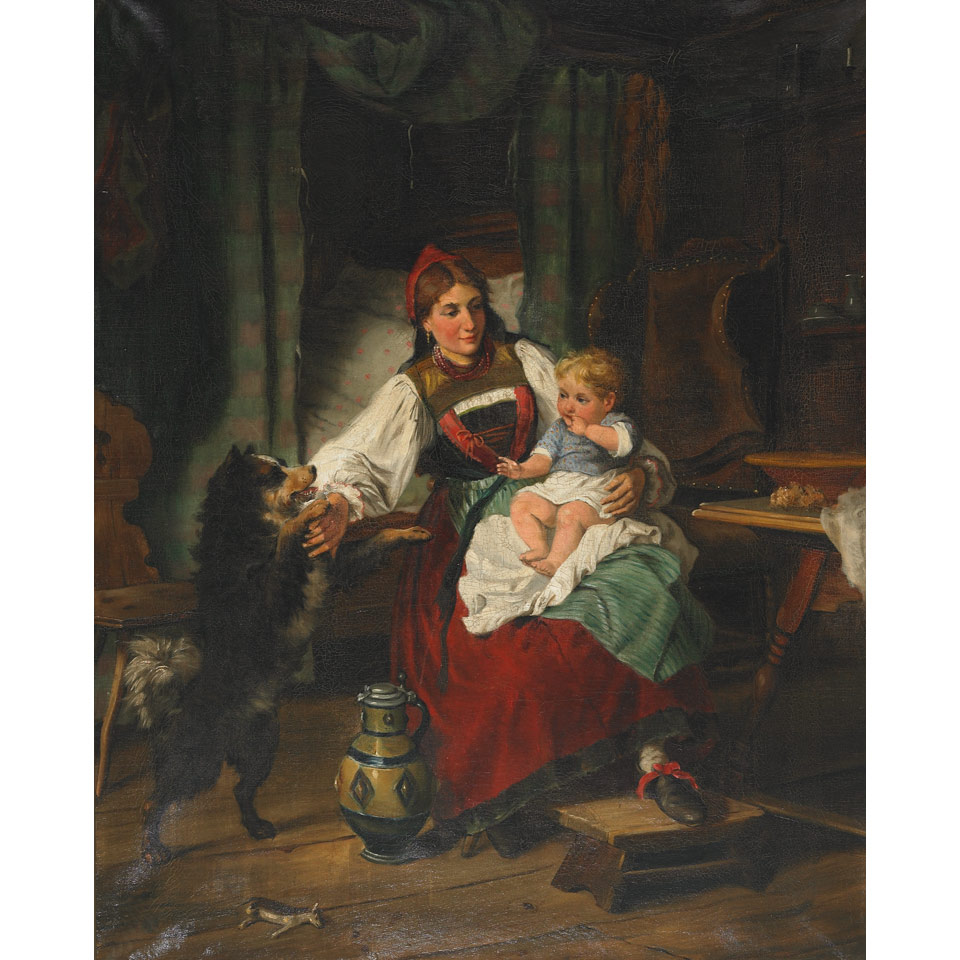 Appraisal: th Century Austrian German School MOTHER S FAVOURITE Oil on