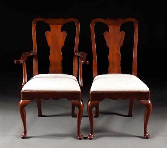 Appraisal: Set of eight Statton Queen Anne style cherrywood upholstered dining