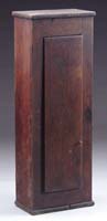 Appraisal: ANTIQUE THIN HANGING CUPBOARD Molded edge long door opens to