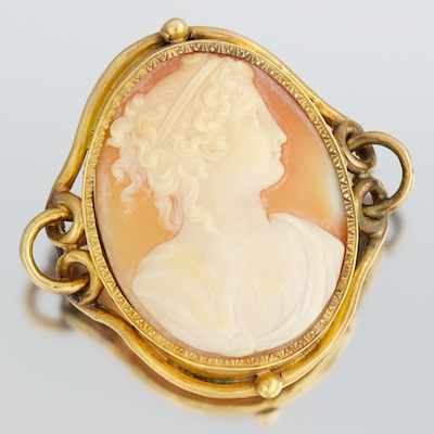 Appraisal: A Victorian Style Finely Carved Shell Cameo Brooch Tested k