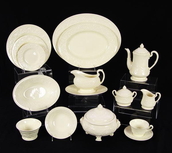 Appraisal: WEDGWOOD PATRICIAN EMBOSSED CREAM DINNER SERVICE piece partial service to