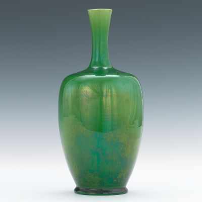 Appraisal: Chinese Green Jade Glazed Vase Tapered form with elegant neck