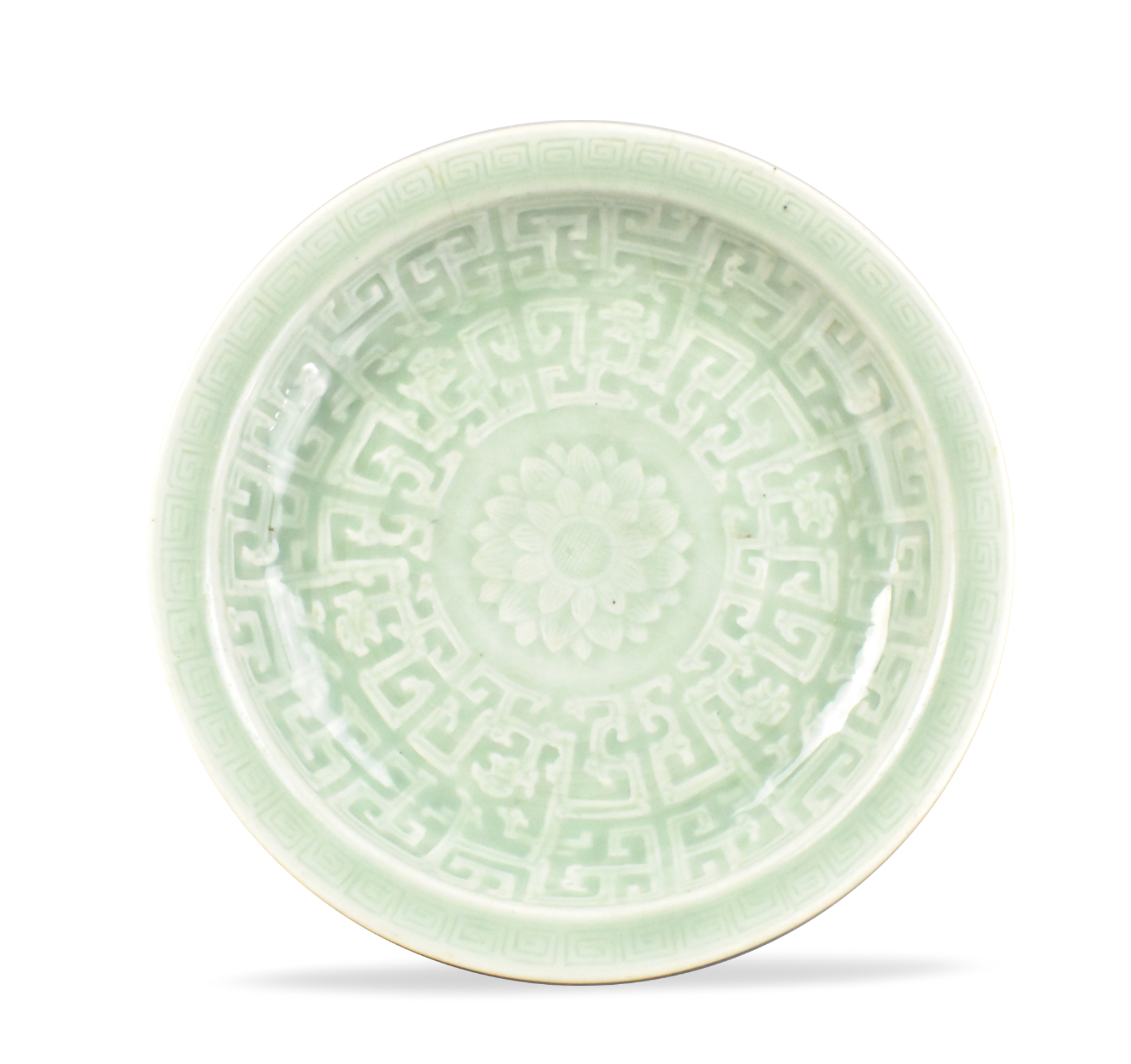 Appraisal: A Chinese celadon glazed plate with lotus dating from the