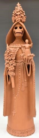 Appraisal: Folk art Day of the Dead pottery figure Monja Coronada