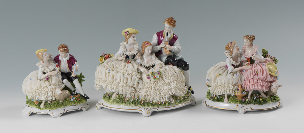 Appraisal: GERMAN UNTERWEISSBACH PORCELAIN LACY FIGURAL GROUPS pieces total to include