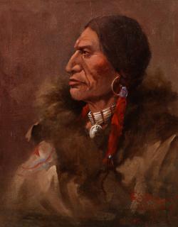 Appraisal: Edgar S Paxson - A Cheyenne Brave oil on canvas