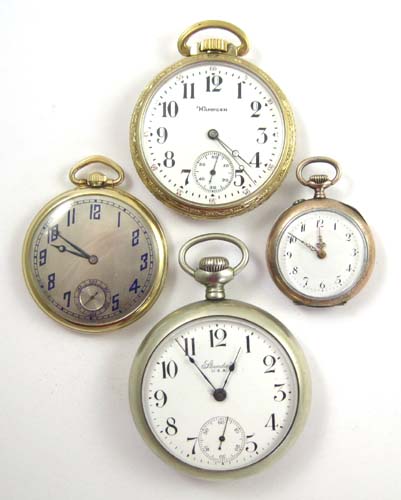 Appraisal: FOUR OPENFACE POCKET WATCHES Hampden series VII size jewels serial