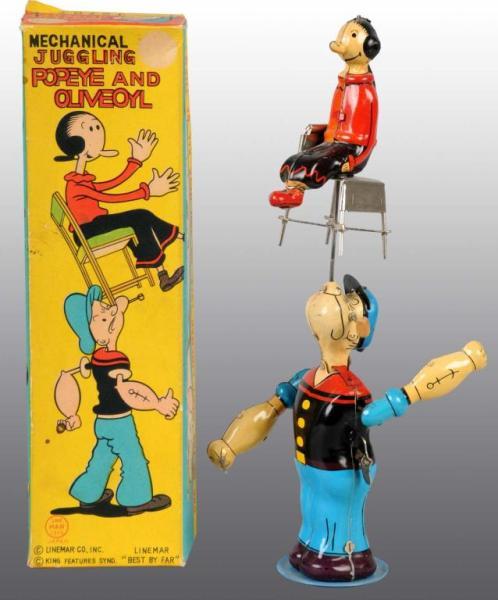 Appraisal: Linemar Juggling Popeye Olive Oyl in Orig Box Description Japanese