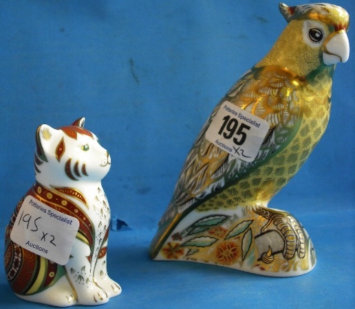 Appraisal: Royal Crown Derby Paperweights Citron Cockatoo and Marmaduke Kitten with