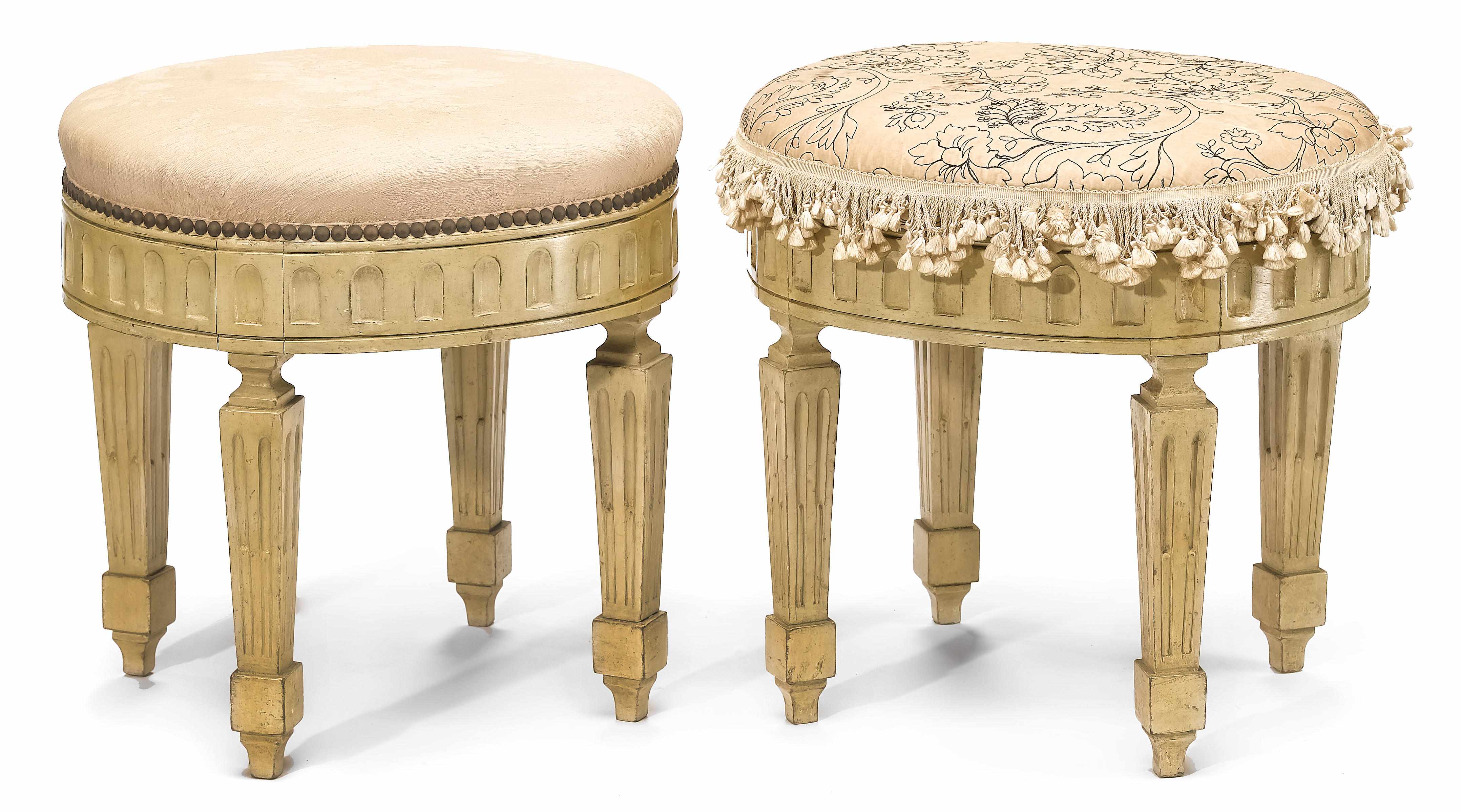 Appraisal: A pair of Italian Neoclassical style paint decorated stools th