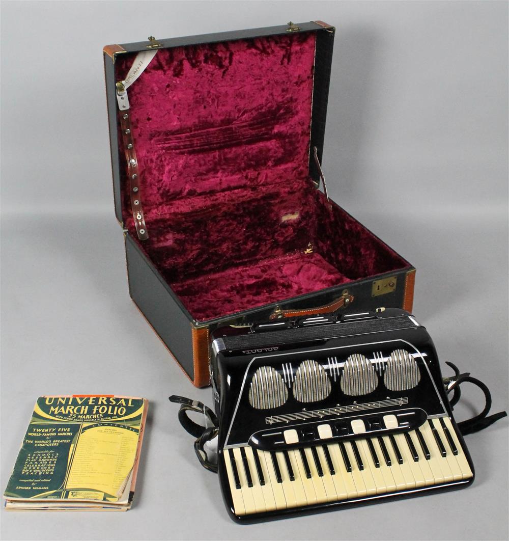 Appraisal: ITALIAN GALLANTI BROS BLACK ACCORDIAN MODEL BREV IN VINTAGE CASE