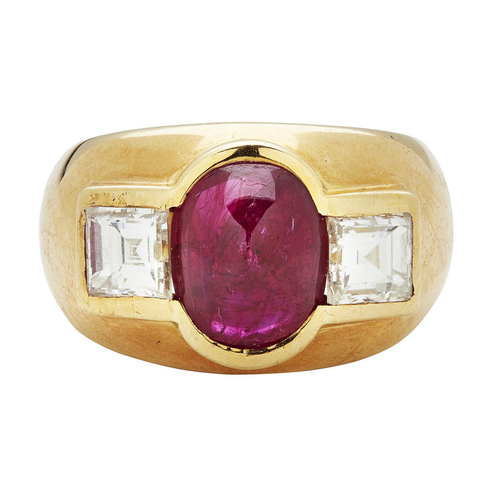 Appraisal: A mid- th century French ruby and diamond set cocktail