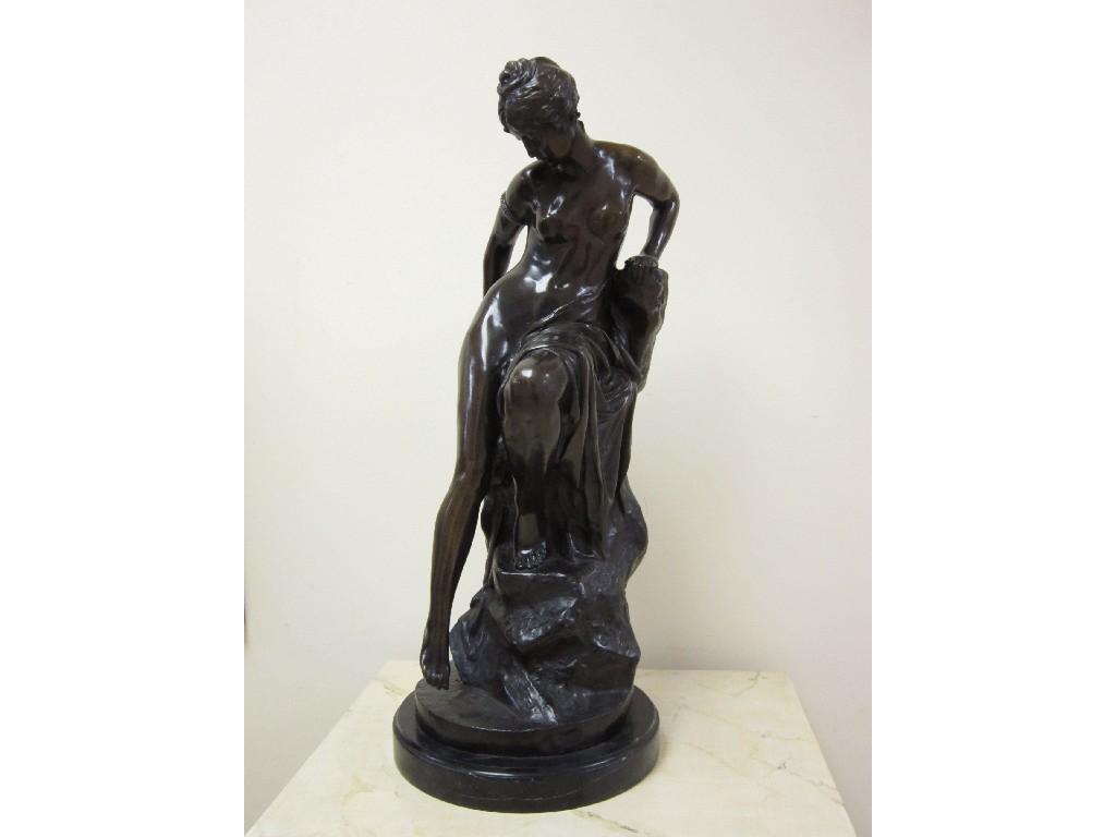 Appraisal: After FERDINAND LEPCKE - Bronze figure of a nude maiden