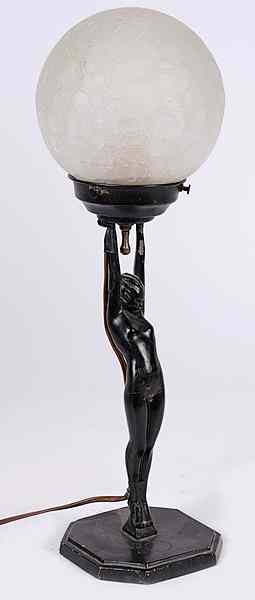 Appraisal: Frankart Lamp th century an art deco lamp depicting a