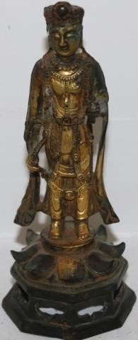 Appraisal: LATE TH EARLY TH CENTURY GILT ON BRONZEBUDDHA HIGH ON