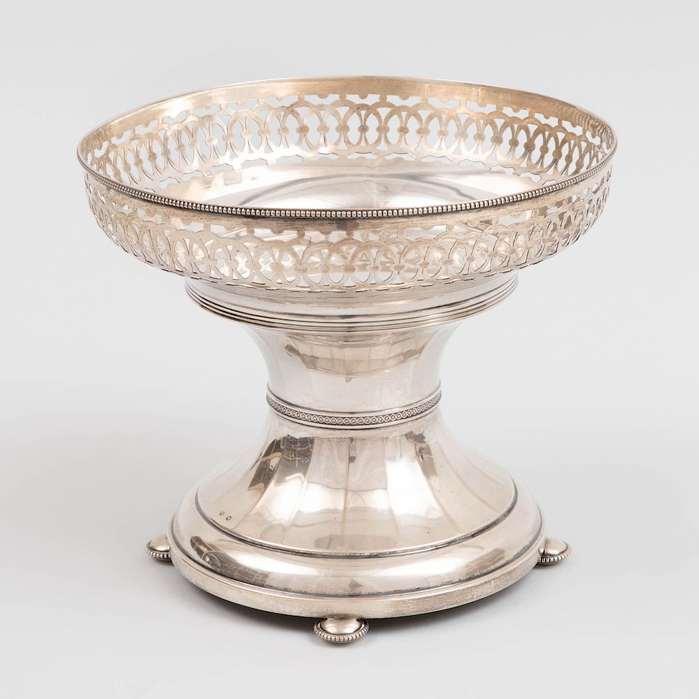 Appraisal: Hungarian Silver Reticulated Compote Marked ' ' - x in