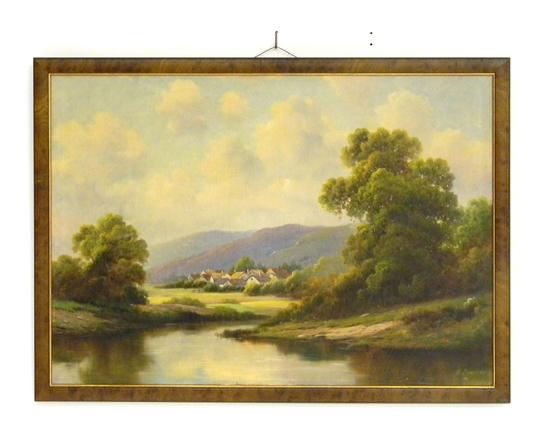 Appraisal: A Spencer th C oil on canvas pastoral landscape with