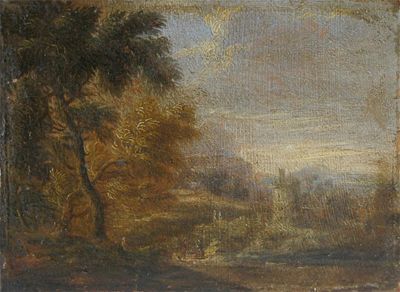 Appraisal: Hoek Flemish th Century Rural landscape with figures and a