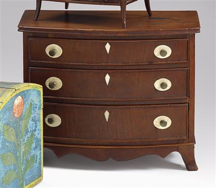 Appraisal: Federal mahogany and ivory inlaid miniature chest of drawers circa