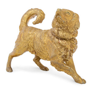 Appraisal: A Continental Gilt Bronze Dog-Form Inkwell th Century apparently unmarked