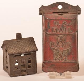 Appraisal: Two Cast Iron Still Banks U S Mail Bank -