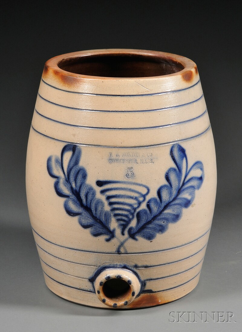 Appraisal: Cobalt Blue Decorated Stoneware Water Cooler F B NORTON CO