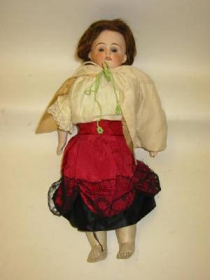 Appraisal: A Sonneberger Porzellanfabrik bisque shoulder head doll with brown sleeping