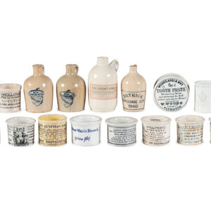 Appraisal: A Group of Miniature Advertising Stoneware and Porcelain Jugs and