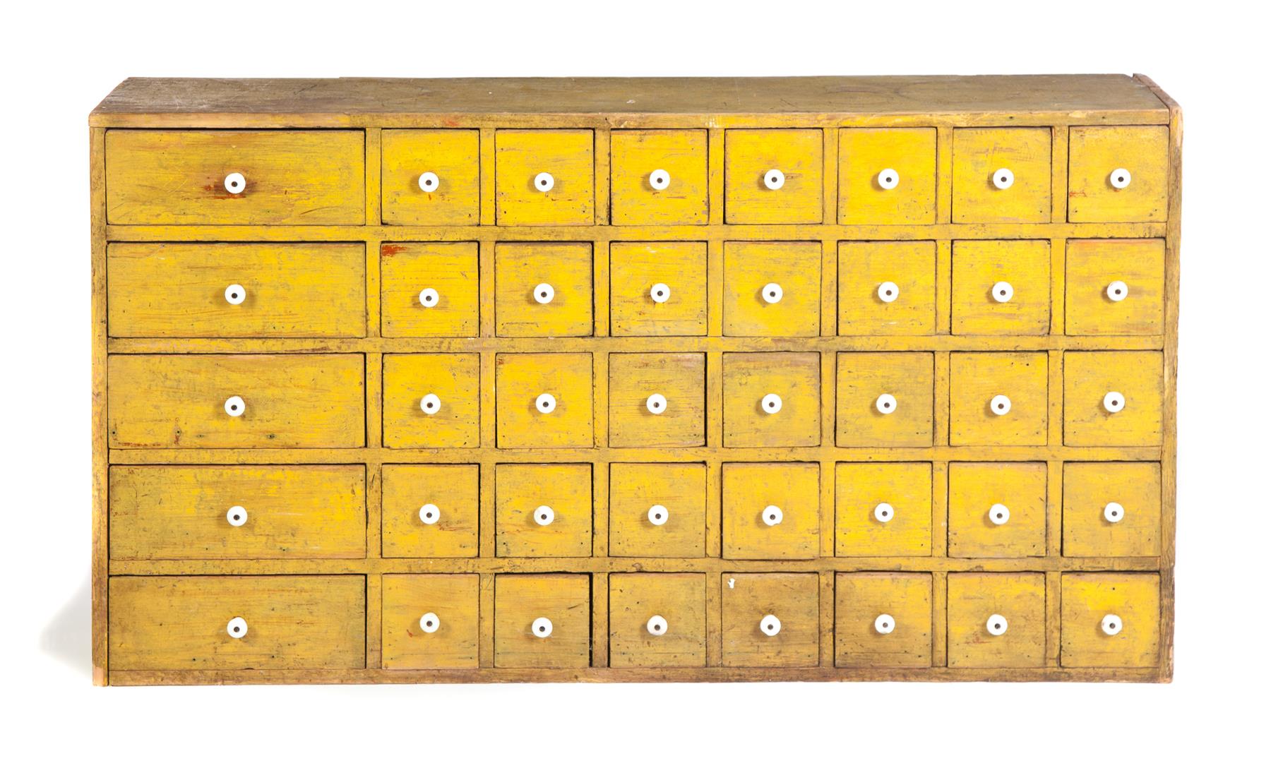 Appraisal: AMERICAN APOTHECARY Second half- th century pine Forty nailed drawers