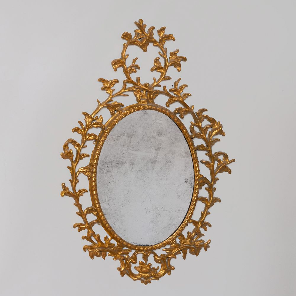 Appraisal: George III Giltwood Oval Mirror ft in x in Condition