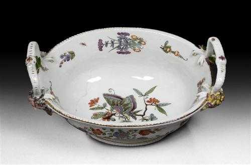 Appraisal: JAHRESZEITEN' BASKET WITH SULKOWSKI RELIEF Meissen circa Painted on the