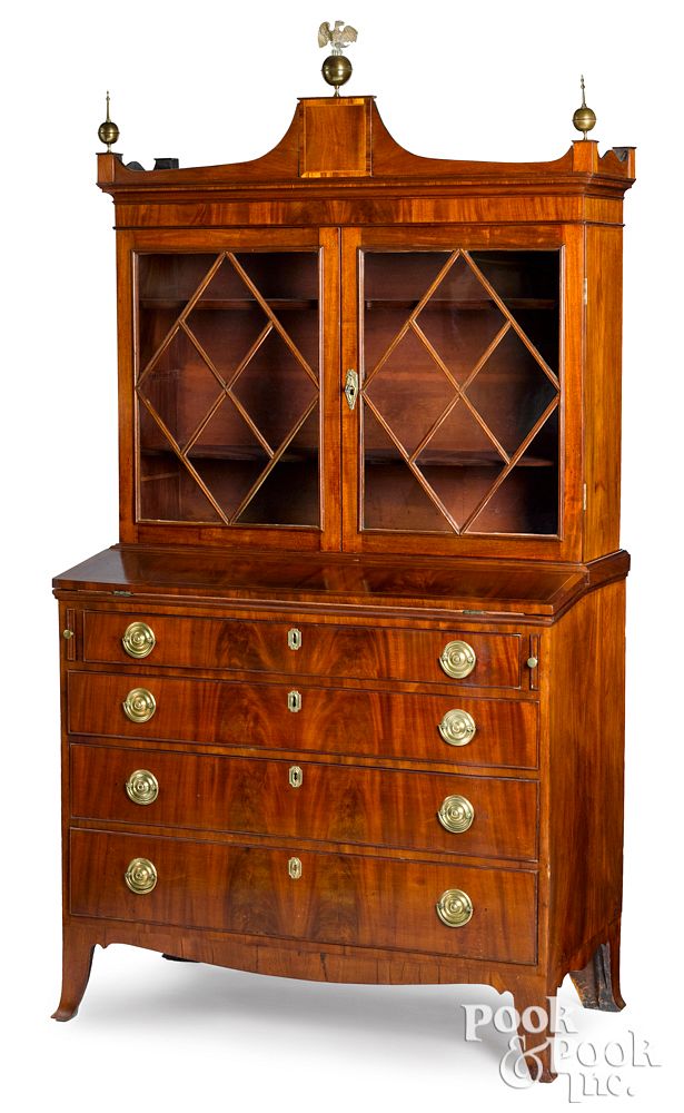 Appraisal: New England Federal mahogany secretary desk New England Federal mahogany