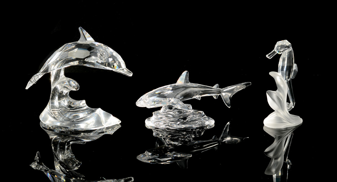 Appraisal: SWAROVSKI CRYSTAL FIGURINES piece to include DOLPHIN Michael Stamey designer