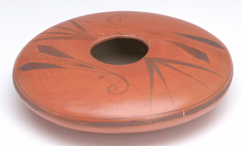 Appraisal: HOPI Shallow bowl painted with abstracted feather designs on an