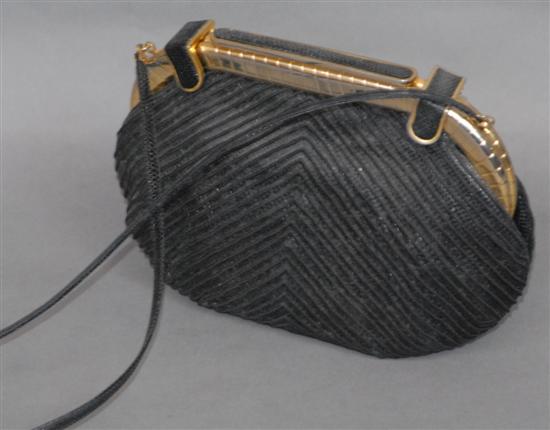 Appraisal: JUDITH LEIBER EVENING BAG In black with gold trim x