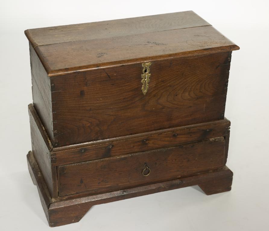 Appraisal: th CENTURY OAK BIBLE BOX ON STAND the rectangular moulded