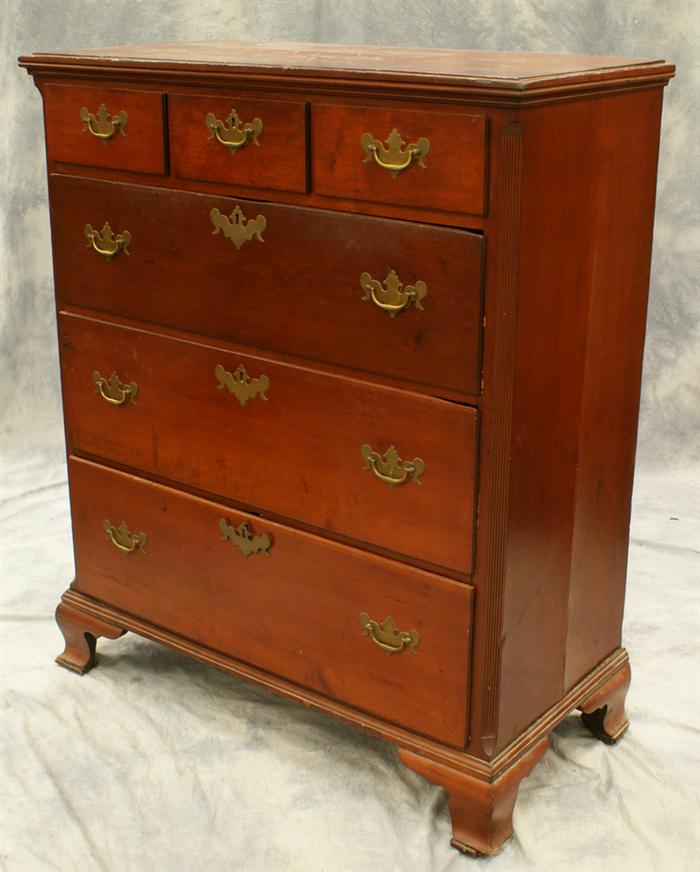 Appraisal: Walnut Chippendale semi-tall chest small over long drawers h x