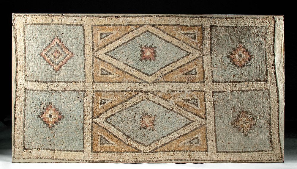 Appraisal: Large Roman Stone Mosaic - Geometric Design Roman the Levant