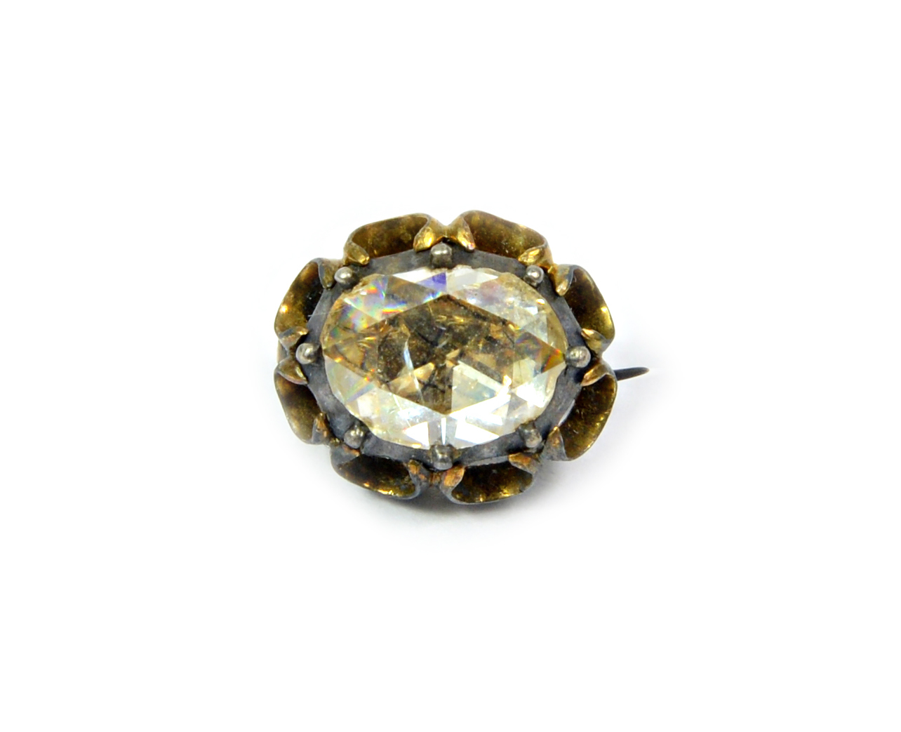 Appraisal: A rose-cut diamond brooch the oval stone measuring approx mm