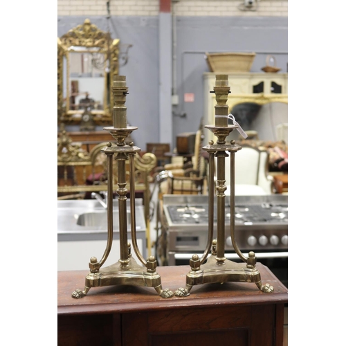 Appraisal: Pair of brass candlesticks converted approx cm H